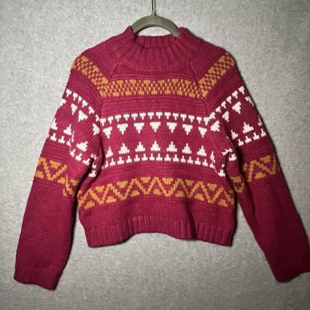 Universal Thread Fair IsleGeometric Print Cropped Long Sleeve Sweater XS Y2K 90s